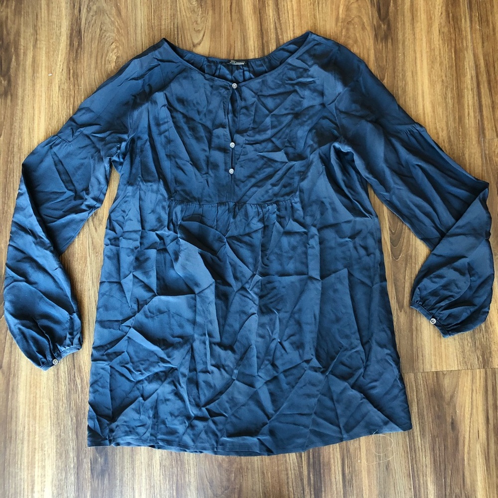 Club Monaco Navy Blouse Poet Sleeve